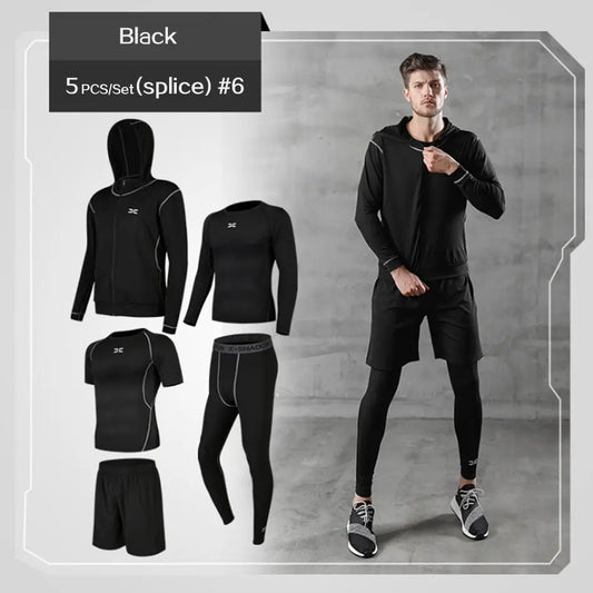 Men Gym Fitness Compression Sports Suit Clothes Running Jogging Sport Wear Exercise Workout Tights - Allen-Fitness