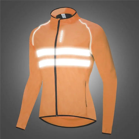 Reflective Men Cycling Jacket Long Waterproof Road Mountain Bike MTB Jackets Bicycle Windbreaker - Allen-Fitness