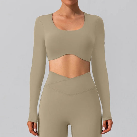 Backless Yoga Sport Bras Long Sleeve Fitness T Shirt Women Breathable Tops - Allen - Fitness