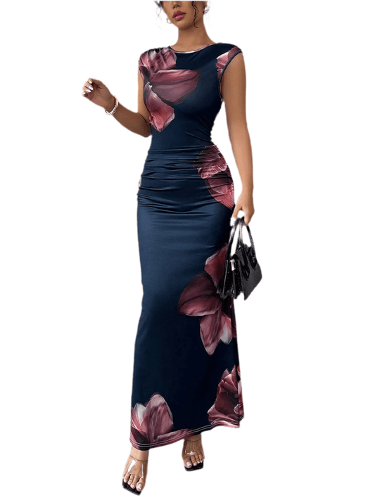 Floral Maxi Dress - Sleeveless Bodycon Style with Slight Stretch, Perfect for Any Occasion - Allen - Fitness
