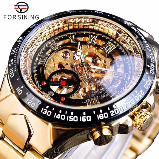 Luxury Waterproof Skeleton Watch for Men - Mechanical Hand Wind Design, Elegant Style - Allen - Fitness
