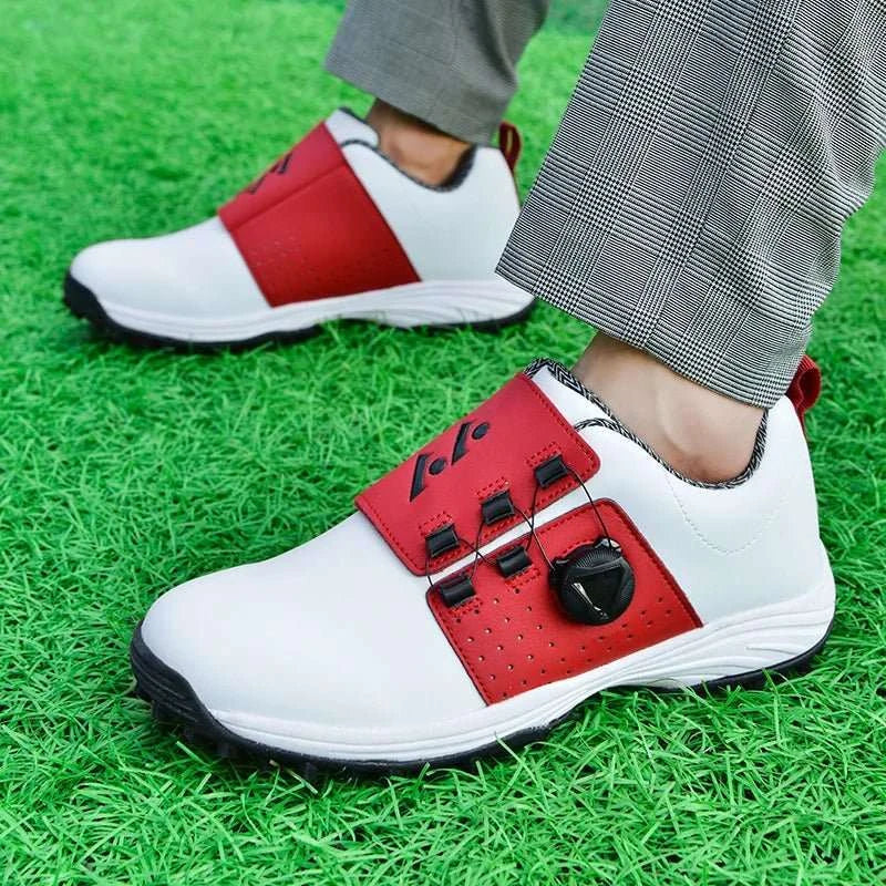 Men's Leather Non - slip Rotation Shoelace Professional Waterproof Golf Shoes - Allen - Fitness