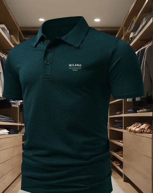 Men's Printed Short - sleeved Lapel Shirt Polo - Allen - Fitness