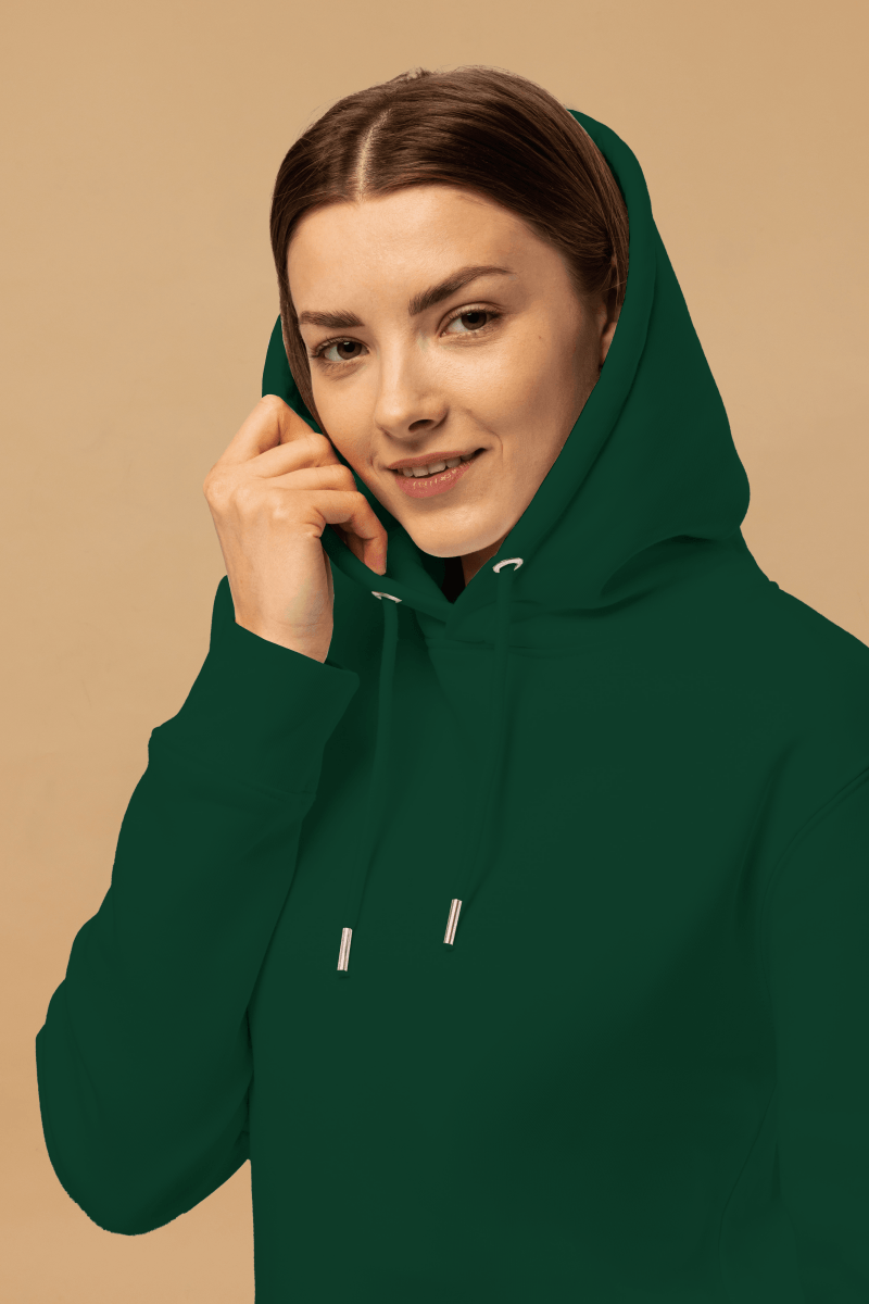 Minimalist Green Organic Cotton Hoodie - Sustainable Fashion with Double - Layered Hood & Pouch Pocket - Allen - Fitness