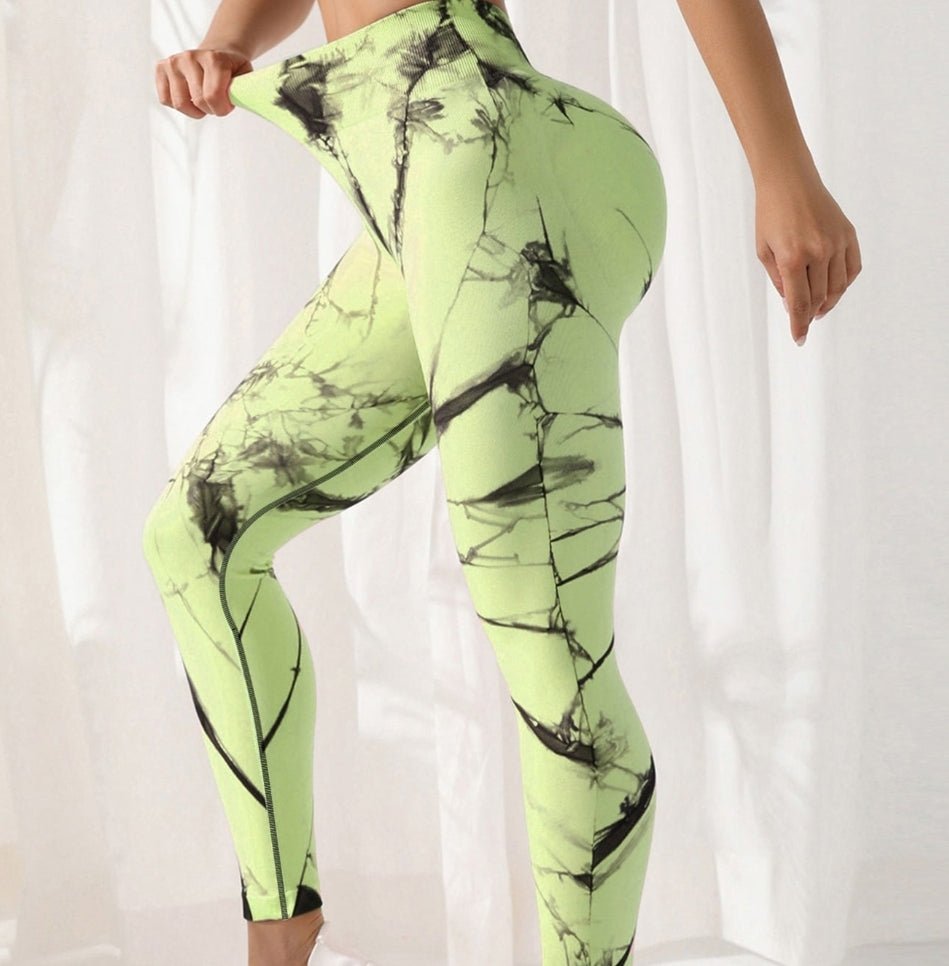 High Waist Leggings for Women, Tie-Dye Spandex Yoga Pants - Comfortable for Running and Fitness.