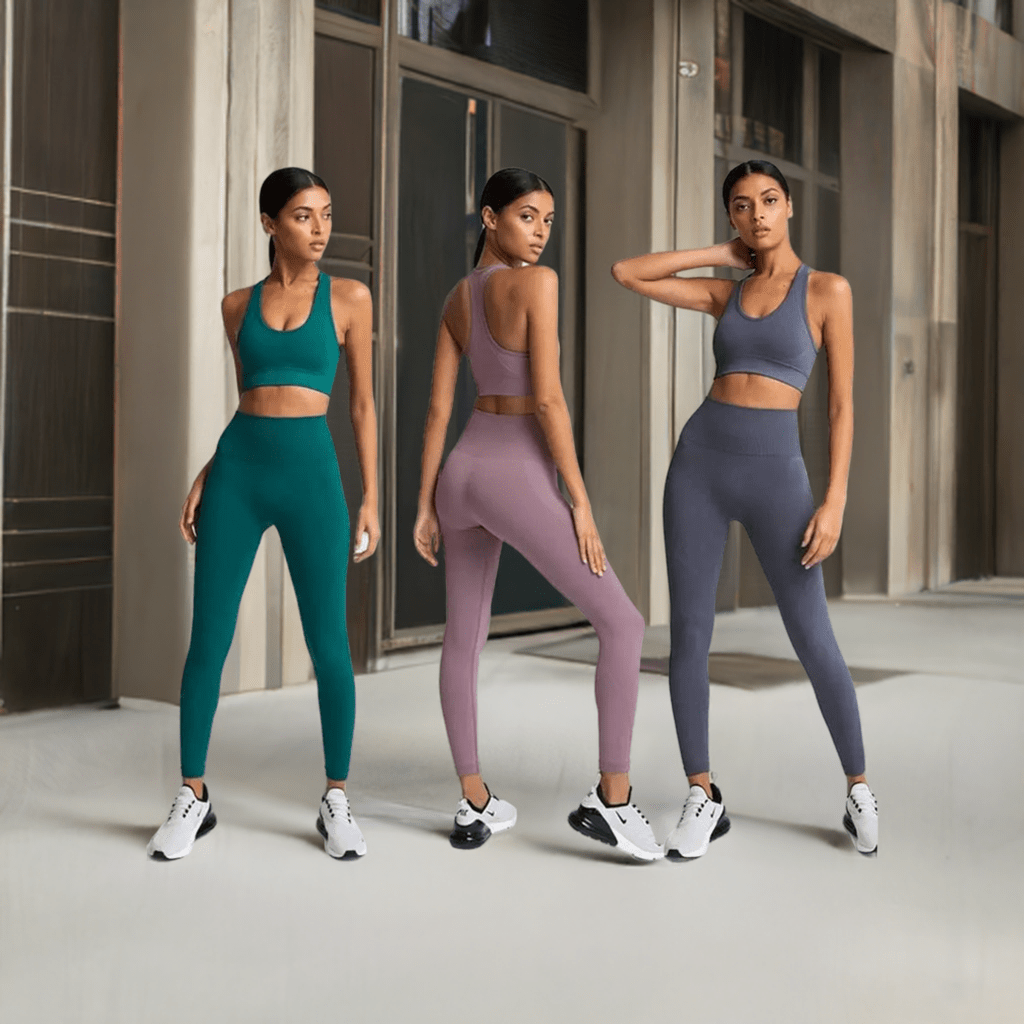 2 piece set 12 colours push up yoga bra high quality high waist leggings set - Allen - Fitness