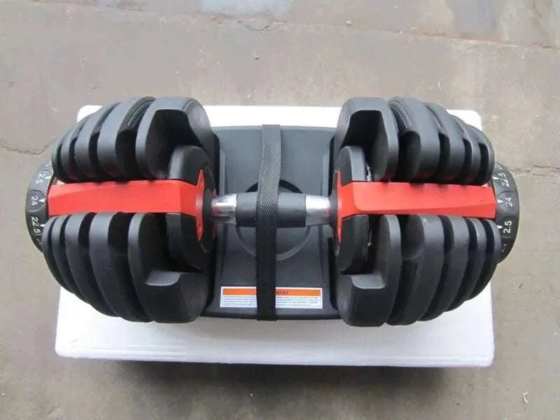 24KG black and red adjustable dumbbell with compact design for home fitness workouts