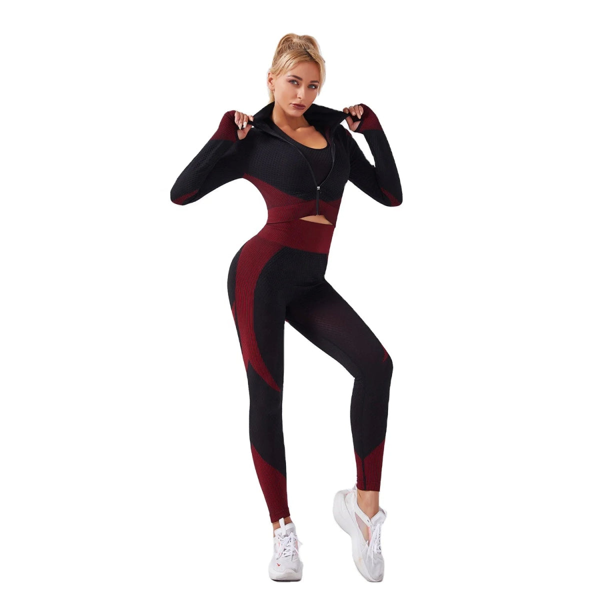 3 - Piece Seamless Yoga Set for Women - Elastic Gym Outfit for Fitness and Yoga - Allen - Fitness