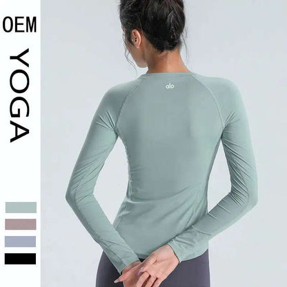 ALO Yoga Long-Sleeved Top for Women - Breathable Slim Fit Sports Fitness Clothes in Multiple Colors - Allen-Fitness