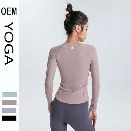 ALO Yoga Long-Sleeved Top for Women - Breathable Slim Fit Sports Fitness Clothes in Multiple Colors - Allen-Fitness