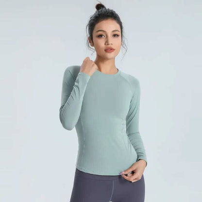 ALO Yoga Long-Sleeved Top for Women - Breathable Slim Fit Sports Fitness Clothes in Multiple Colors - Allen-Fitness