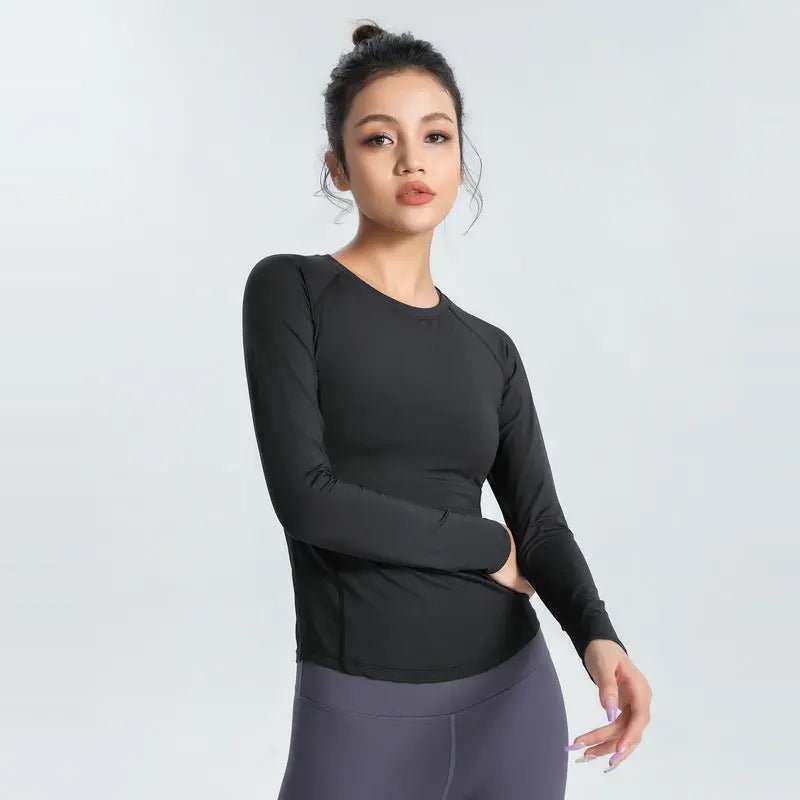ALO Yoga Long-Sleeved Top for Women - Breathable Slim Fit Sports Fitness Clothes in Multiple Colors - Allen-Fitness