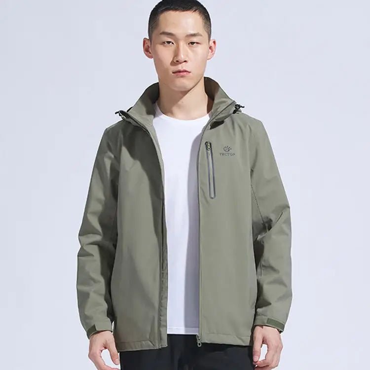 Man Winter Outdoor Rain Waterproof Hiking Jacket Heat Sealed Camo Print Hoodie Jacket - Allen Fitness