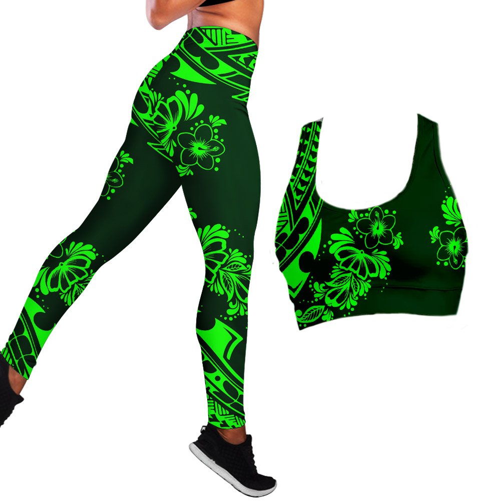 Polynesian Hibiscus Seamless Yoga Set Sports Bras Leggings 2 Piece Set Women Workout Clothes Workout Set for Gym Jogging Fitness - Allen Fitness