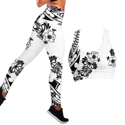 Polynesian Hibiscus Seamless Yoga Set Sports Bras Leggings 2 Piece Set Women Workout Clothes Workout Set for Gym Jogging Fitness - Allen Fitness
