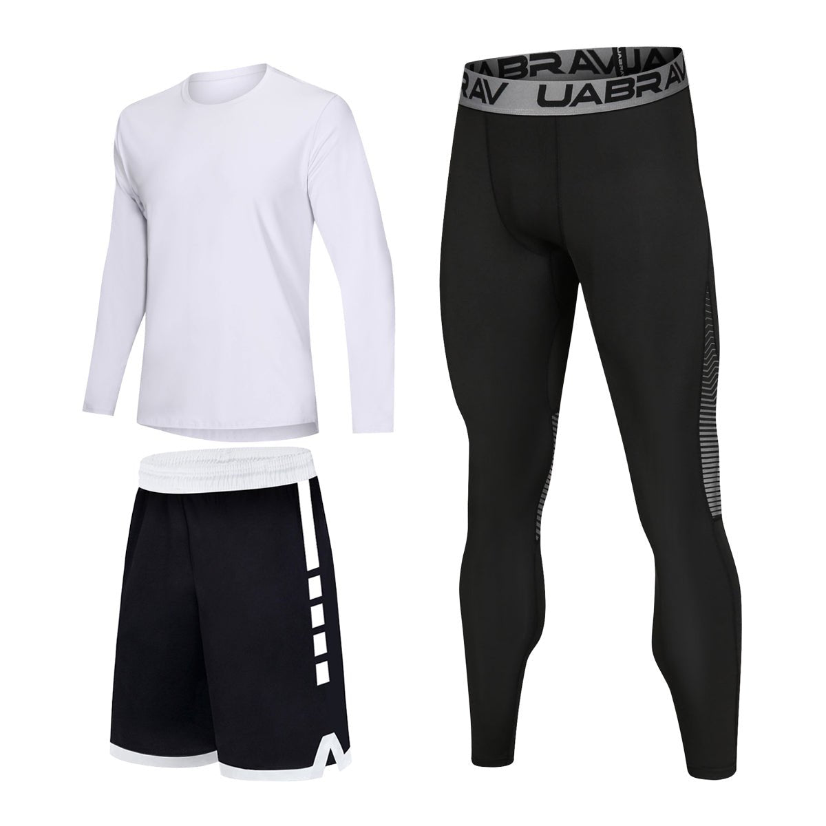 High elastic quick-drying light fabric sportswear compression sports leggings fitness tracksuit men training set soccer clothing - Allen Fitness