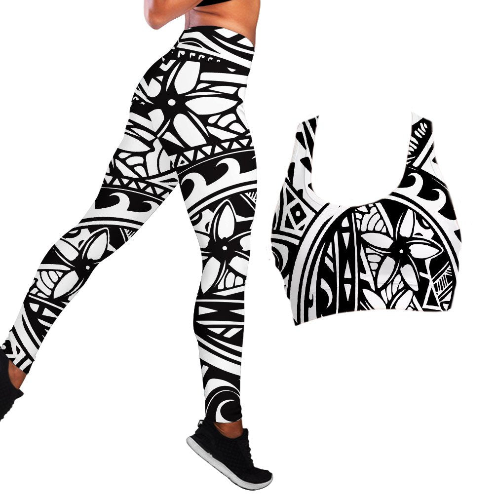 Polynesian Hibiscus Seamless Yoga Set Sports Bras Leggings 2 Piece Set Women Workout Clothes Workout Set for Gym Jogging Fitness - Allen Fitness