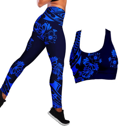 Polynesian Hibiscus Seamless Yoga Set Sports Bras Leggings 2 Piece Set Women Workout Clothes Workout Set for Gym Jogging Fitness - Allen Fitness