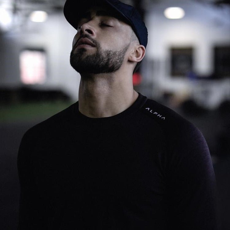 O Neck Long Sleeve Mesh Polyester Quick Dry Workout Gym Athletic T Shirt Men - Allen Fitness