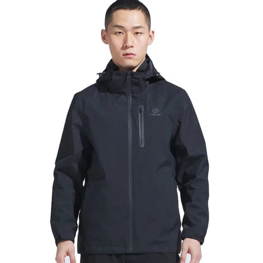 Man Winter Outdoor Rain Waterproof Hiking Jacket Heat Sealed Camo Print Hoodie Jacket - Allen Fitness