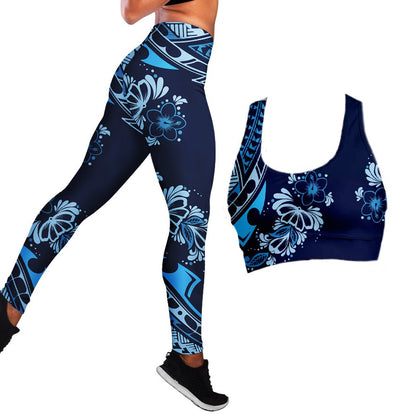 Polynesian Hibiscus Seamless Yoga Set Sports Bras Leggings 2 Piece Set Women Workout Clothes Workout Set for Gym Jogging Fitness - Allen Fitness