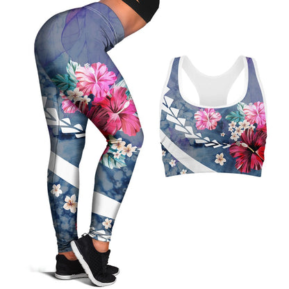 Polynesian Hibiscus Seamless Yoga Set Sports Bras Leggings 2 Piece Set Women Workout Clothes Workout Set for Gym Jogging Fitness - Allen Fitness