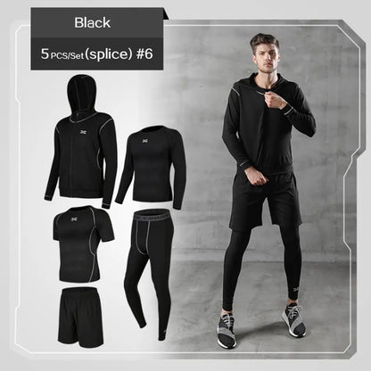 Men Gym Fitness Compression Sports Suit Clothes Running Jogging Sport Wear Exercise Workout Tights - Allen-Fitness