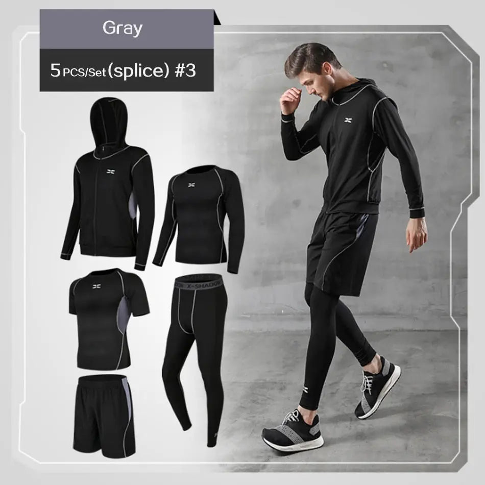 Men Gym Fitness Compression Sports Suit Clothes Running Jogging Sport Wear Exercise Workout Tights - Allen-Fitness