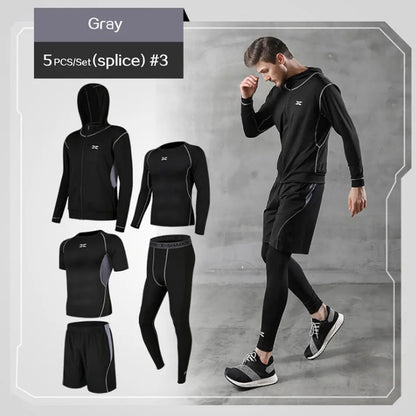 Men Gym Fitness Compression Sports Suit Clothes Running Jogging Sport Wear Exercise Workout Tights - Allen-Fitness
