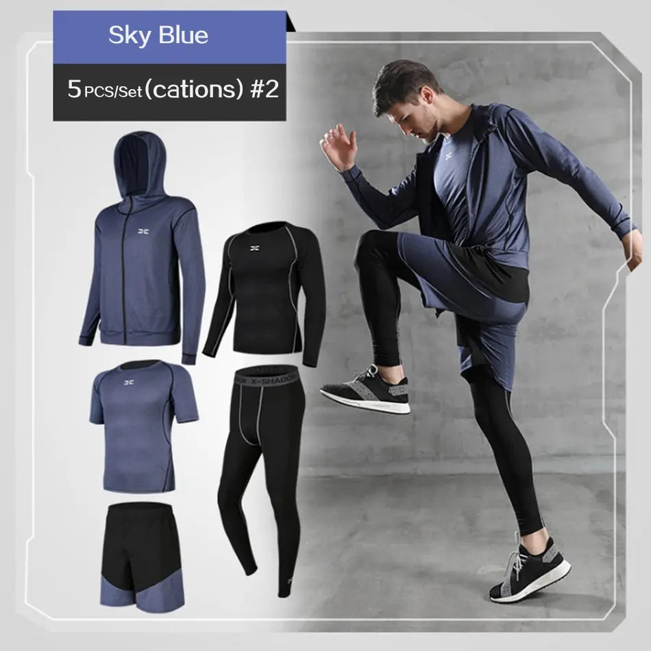 Men Gym Fitness Compression Sports Suit Clothes Running Jogging Sport Wear Exercise Workout Tights - Allen-Fitness