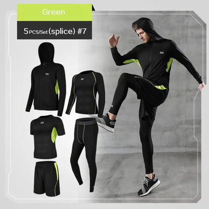 Men Gym Fitness Compression Sports Suit Clothes Running Jogging Sport Wear Exercise Workout Tights - Allen-Fitness