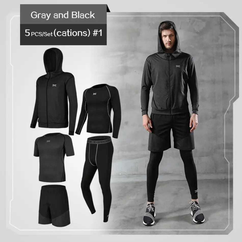 Men Gym Fitness Compression Sports Suit Clothes Running Jogging Sport Wear Exercise Workout Tights - Allen-Fitness