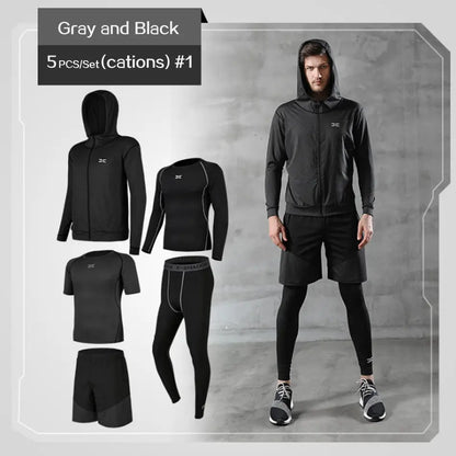 Men Gym Fitness Compression Sports Suit Clothes Running Jogging Sport Wear Exercise Workout Tights - Allen-Fitness