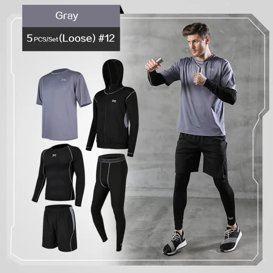 Men Gym Fitness Compression Sports Suit Clothes Running Jogging Sport Wear Exercise Workout Tights - Allen-Fitness