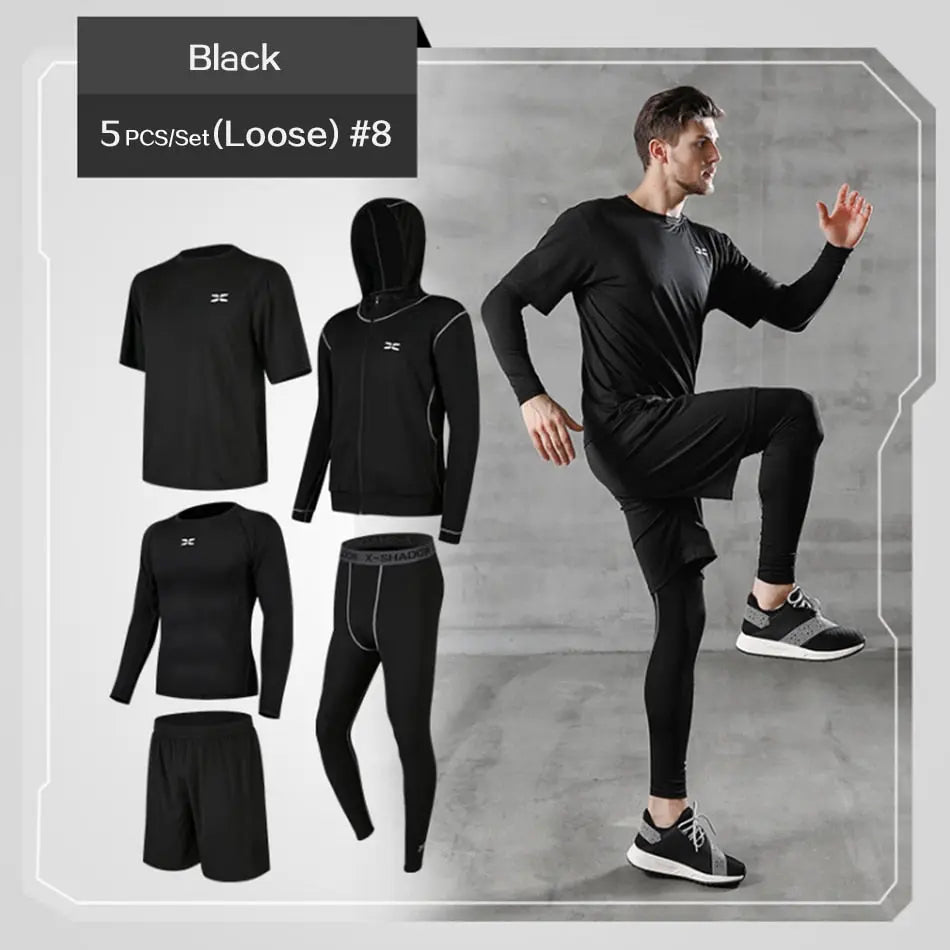 Men Gym Fitness Compression Sports Suit Clothes Running Jogging Sport Wear Exercise Workout Tights - Allen-Fitness