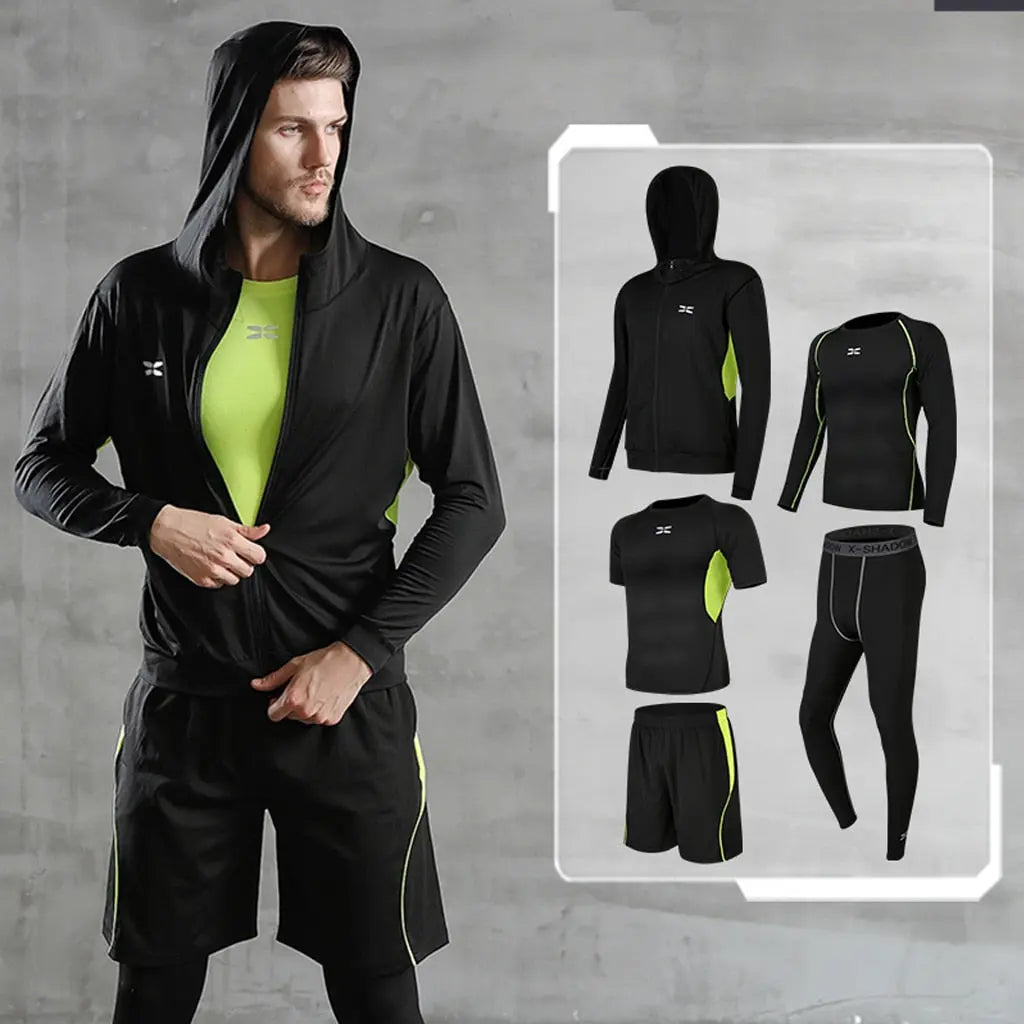 Men Gym Fitness Compression Sports Suit Clothes Running Jogging Sport Wear Exercise Workout Tights - Allen-Fitness