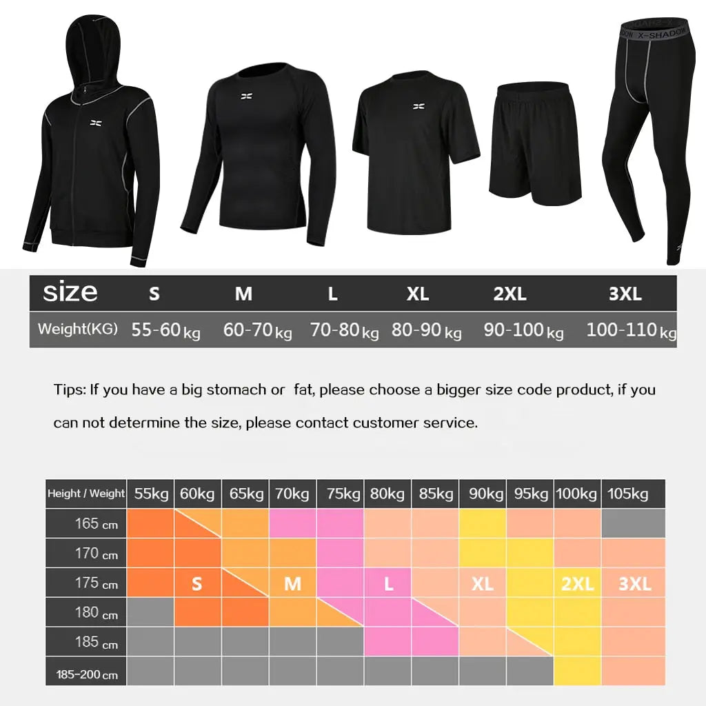 Men Gym Fitness Compression Sports Suit Clothes Running Jogging Sport Wear Exercise Workout Tights - Allen-Fitness