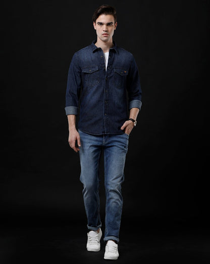 Affordable Men's Denim Shirt - Slim Fit Casual Design by Temple Of Denim - Allen - Fitness