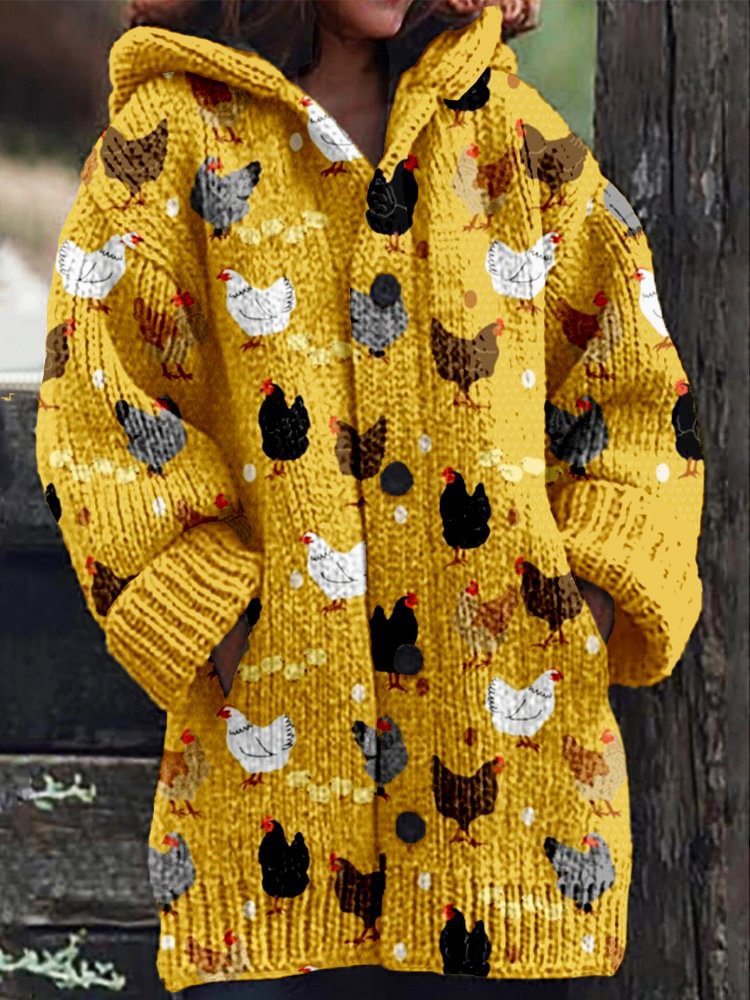 Animal Print 3D Effect Casual Hooded Cape Coat for Women in Sizes S to 5XL – Fun & Stylish.