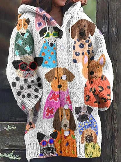 Animal Print 3D Effect Casual Hooded Cape Coat for Women in Sizes S to 5XL – Fun & Stylish.