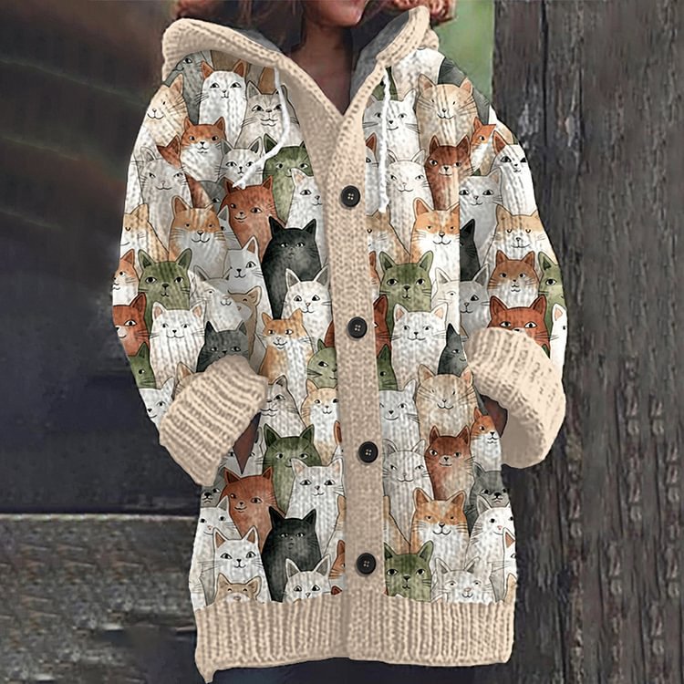 Animal Print 3D Effect Casual Hooded Cape Coat for Women in Sizes S to 5XL – Fun & Stylish.