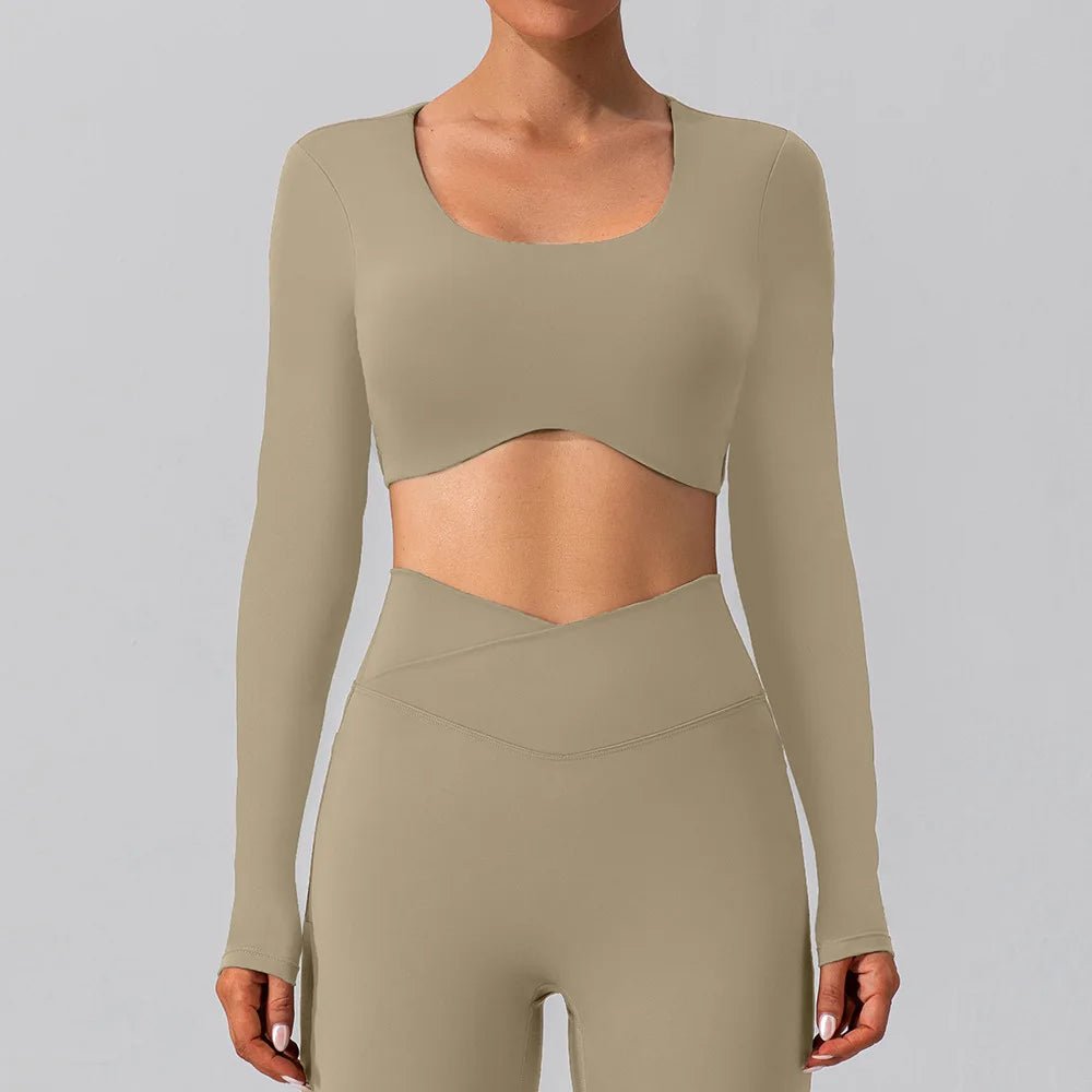 Backless Yoga Sport Bras Long Sleeve Fitness T Shirt Women Breathable Tops - Allen - Fitness