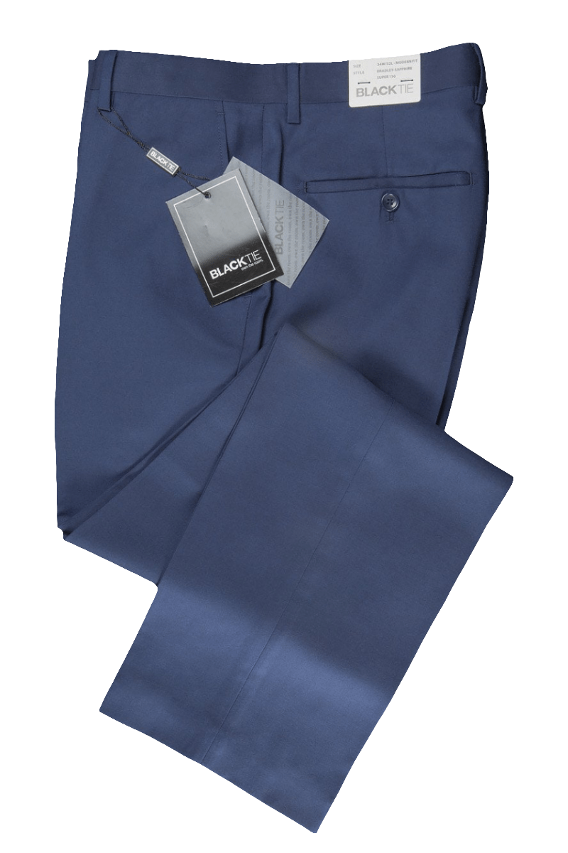 "Bradley" Sapphire Blue Luxury Wool Blend Suit Pants - Allen - Fitness