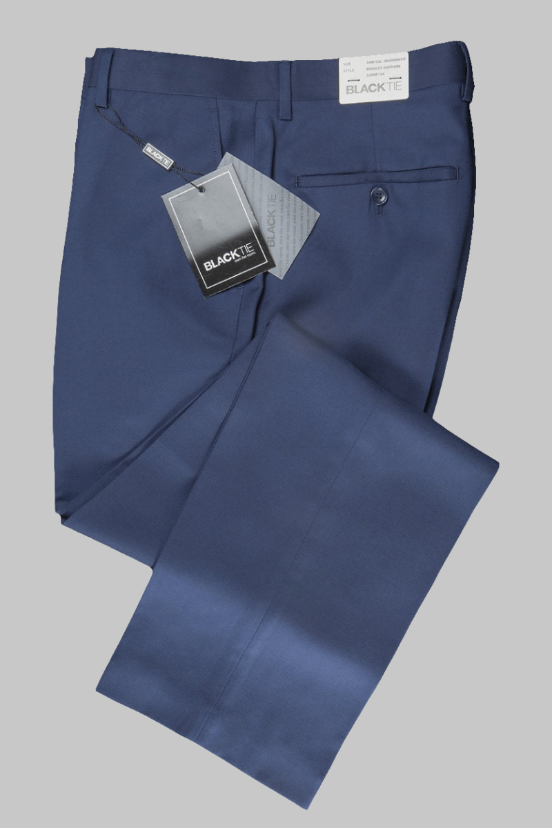 "Bradley" Sapphire Blue Luxury Wool Blend Suit Pants - Allen - Fitness