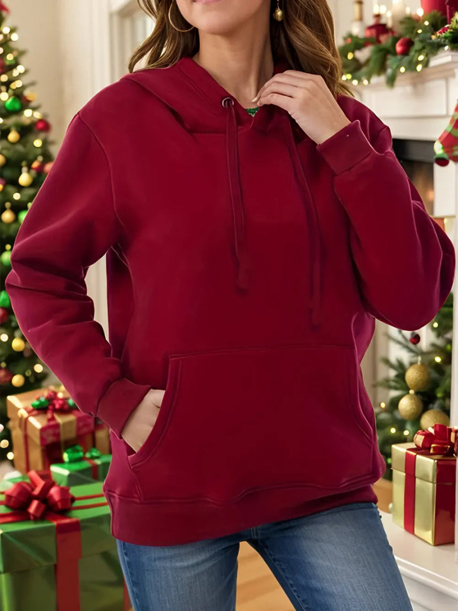 Drawstring Hoodie for Women - Long Sleeve with Kangaroo Pocket, Soft & Comfortable - Allen - Fitness