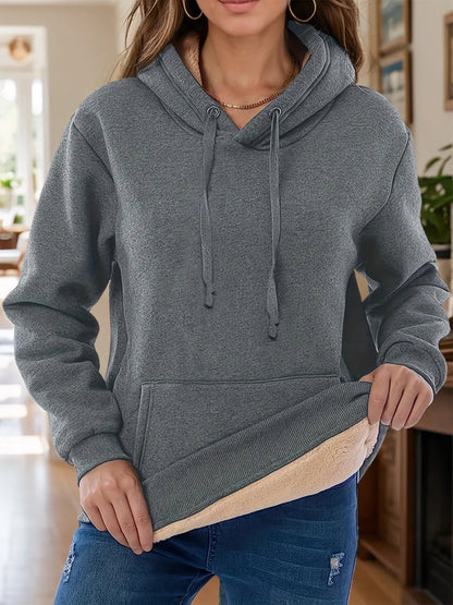 Drawstring Hoodie for Women - Long Sleeve with Kangaroo Pocket, Soft & Comfortable - Allen - Fitness