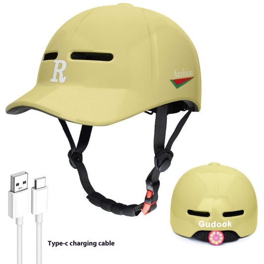 Duck Tongue Integrated Bicycle Riding Helmet Warning Light - Allen - Fitness
