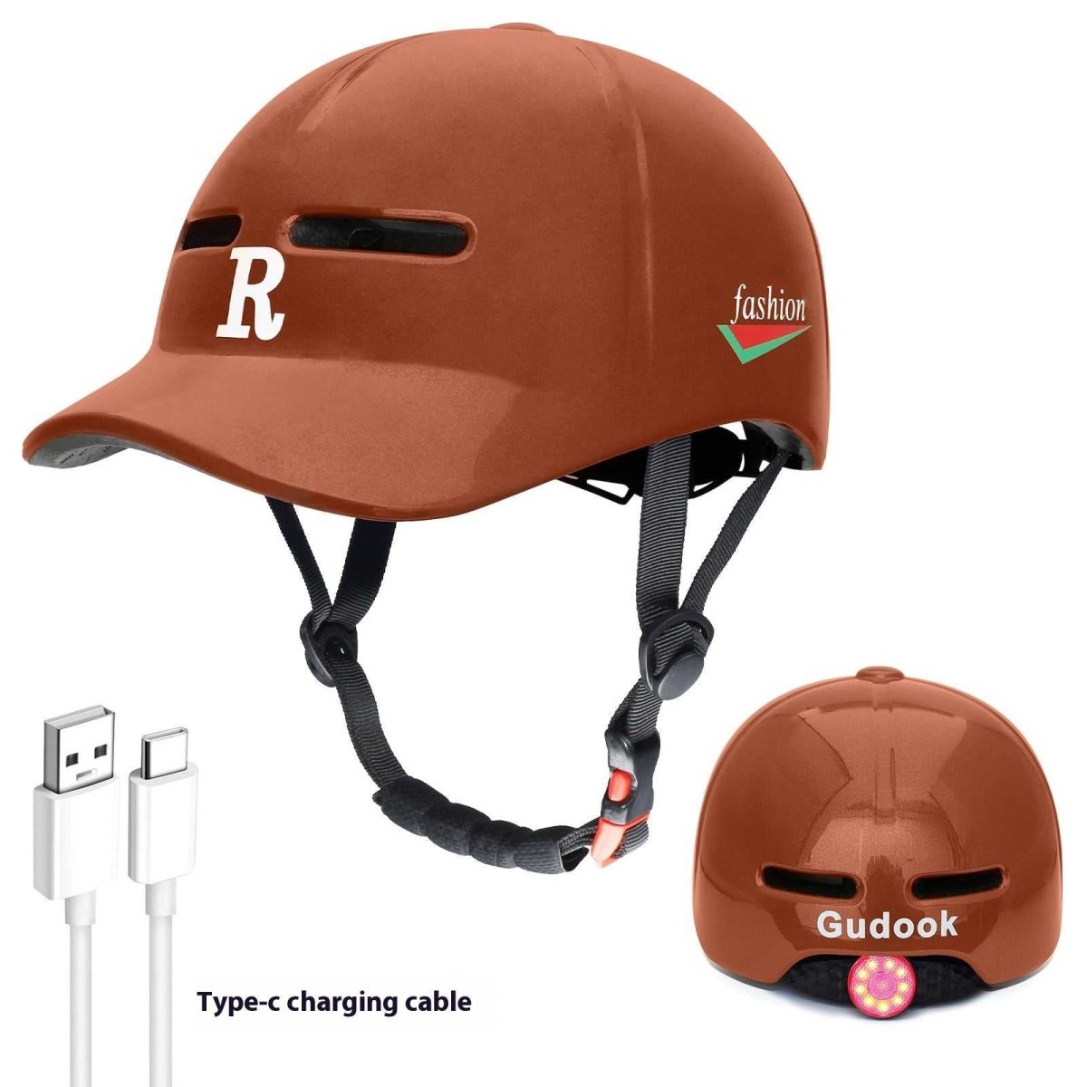 Duck Tongue Integrated Bicycle Riding Helmet Warning Light - Allen - Fitness