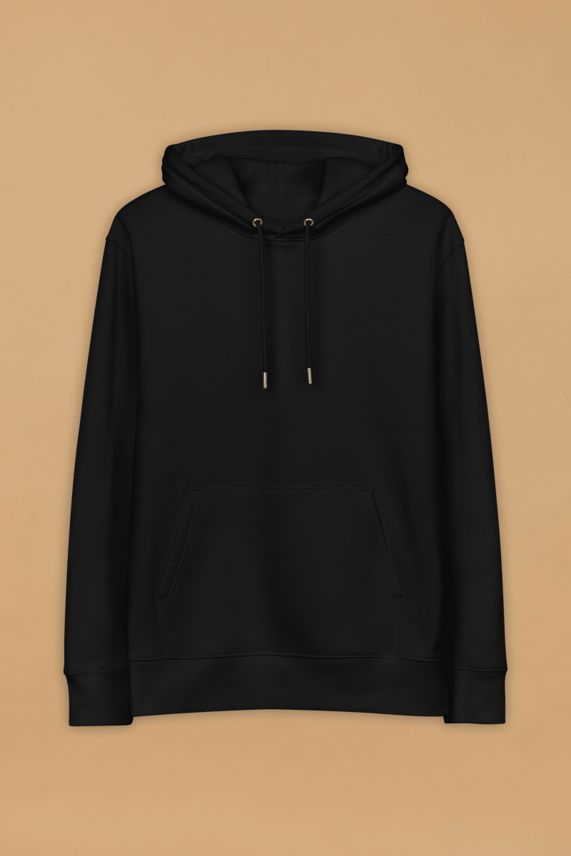Eco - Friendly Fashion Hoodie - Minimalist Black Organic Cotton with Double - Layered Hood - Allen - Fitness