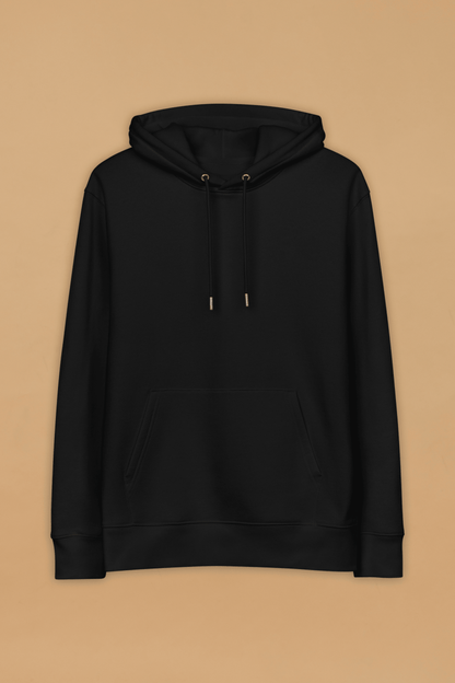 Eco - Friendly Fashion Hoodie - Minimalist Black Organic Cotton with Double - Layered Hood - Allen - Fitness